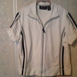 EVR SPORT WOMEN'S WHITE TAILORED ZIPPER FRONT TOP